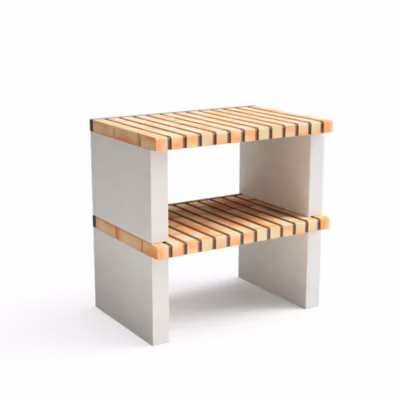 MOVELAR – Tréteau latéral du module Nazca pour Barbecue en Béton Préfabriqué (Blanc, orange – 86,5 x 58 x 58 cm) – Usage Extérieur