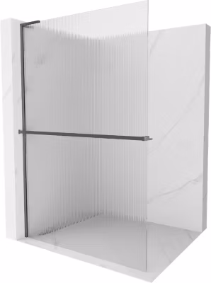 Mexen Kioto+ L paroi de douche avec étagère Walk-in 90 x 200 cm, stries, gris canon brossé – 800-090-123-66-09