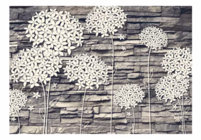 Papier peint intissé panoramique stones flowers 100×70 cm