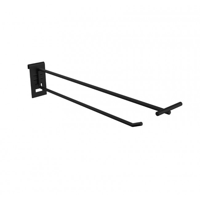 Crochet simple avec porte-prix – profondeur 200 mm – finition noir BOHNACKER