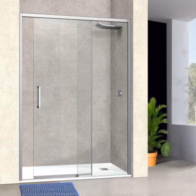 Paroi de douche porte coulissante GAUCHE en verre ép 6mm L168/172xH195 cm – profilé chrome – SUPERBAN Vézannes 2P