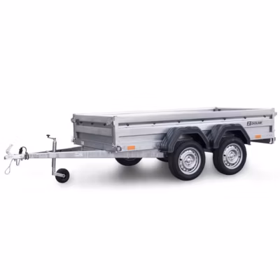 Remorque double essieu en acier 265 cm ridelles avant/arrière ouvrantes 265T