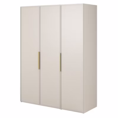 Armoire 3 portes avec tringle et étagères 150 cm FRAME grège