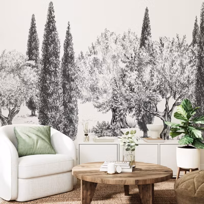 Papier peint panoramique – Tivoli – Noir et blanc – intissé : 150g/m² – 7 lés : 336x270cm