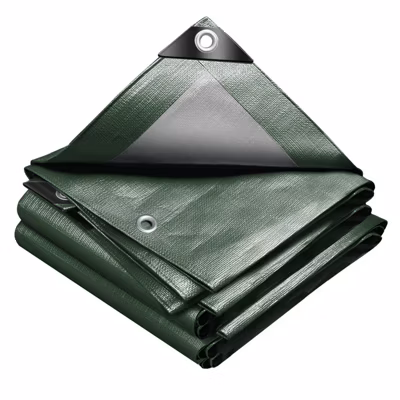 Bâche de Protection en Polyéthylène resistant et impermeable 240g/m² vert et argent 4x6m VOUNOT