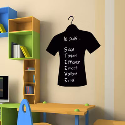 Sticker ardoise tableau noir – stickers muraux adhésif effaçable – CHEMISE POUR HOMME – 125x100cm