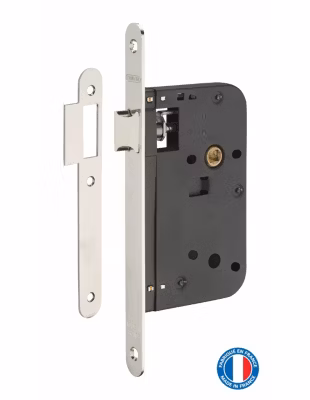Serrure encastrable pour porte intérieure, axe 60mm, bouts ronds, nickelé – THIRARD