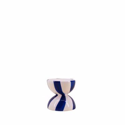 Bougeoir en céramique bleu / blanc 10cm