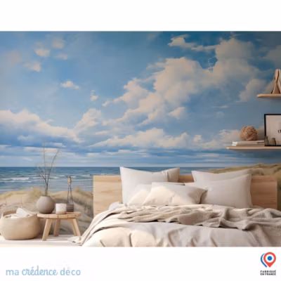 Papier peint Plage sud-ouest, Aquarelle 6 – Intissé – 400 cm – 280 cm – MaCrédenceDéco