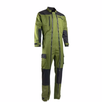 Combinaison de travail double zip bicolore multipoche LMA TRIDENT Vert / Noir M