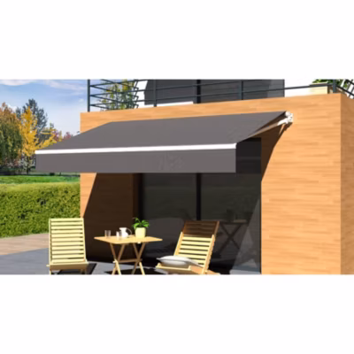 Store banne Loggia LITE – 3x2m Manuel (Blanc – Gris Anthracite)