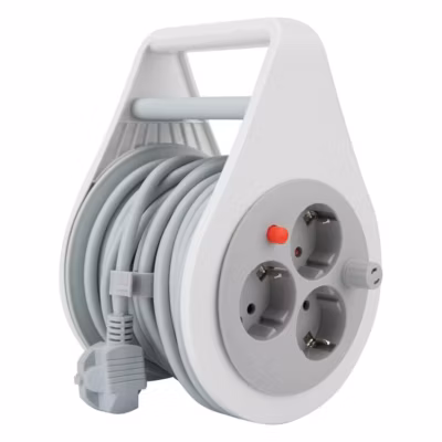 Enrouleur domestique Schuko 3 prises 7m – Gris – Zenitech