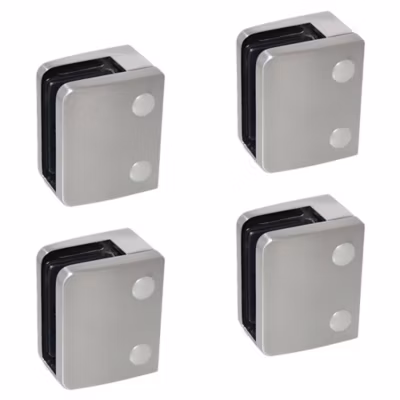 4 x Pince à verre plate modèle 04 – Ep. verre 13,52 mm – Inox 316 brossé GR320