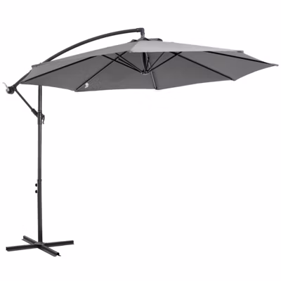 Parasol Kurbelschirm, 2,95×2,45 m, Gris, pour Jardin Terrasse