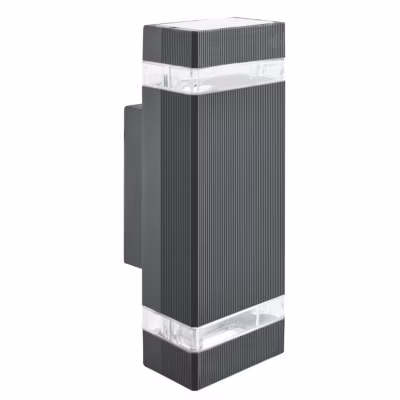 Applique murale exterieur, 2 lumieres, acier inoxydable, noir mat
