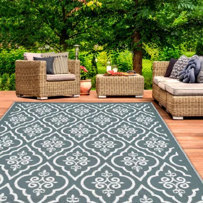 Tapis extérieur TUNIS gris et blanc 180 x 280 CM