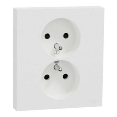 Double prise de courant – 2P + T – Avec plaque – Installation 1 poste – Odace – S921089 – Schneider – Blanc craie