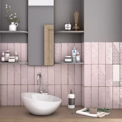 Carrelage Mural Décoratif Brillant. Volga Pink 7,5x22cm