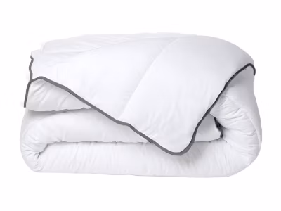 Couette Câline toucher soie 220 x 240 cm – 250 g/m² – Blanc biais gris- BIESYA