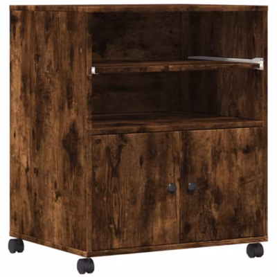 Support d&rsquo;imprimante avec roulettes chêne fumé 60x48x74 cm vidaXL