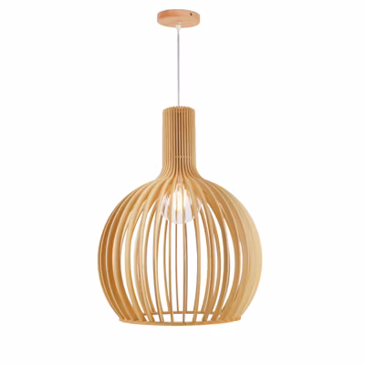 ALPINALUZ Suspension Design 35cm en Bois Style Nordique Artisanal E27, Hauteur Réglable pour Cuisine ou Salon