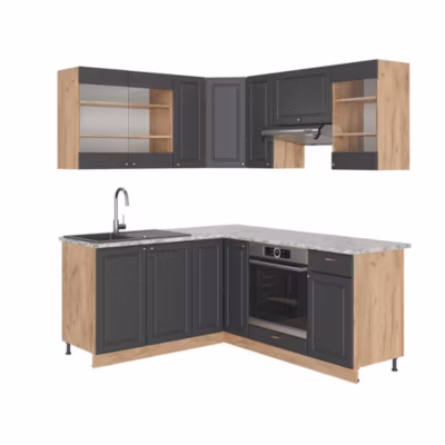 Vicco Cuisine en angle Anthracite Campagne/Chêne doré 160x60cm sans PT