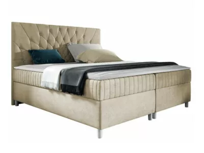 Lit continental Baltimore 175, Double, Brun clair, Tissu, Disponible