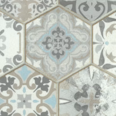 Sol vinyle Textile effet carrelage hexagonal – Rouleau de 2m x 25m
