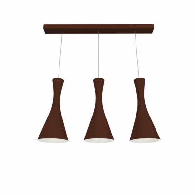 LUMICOM – JAQUELINE TRACK Suspension, 3x E27, max 42W, métal, marron corten/blanc, L.90cm x H.45cm