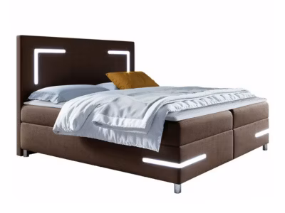 Lit continental Baltimore 173, Double, Marron, Tissu, Disponible