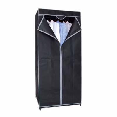 Armoire de rangement penderie dressing en toile coloris noir – Longueur 70 x profondeur 45 x Hauteur 160 cm.