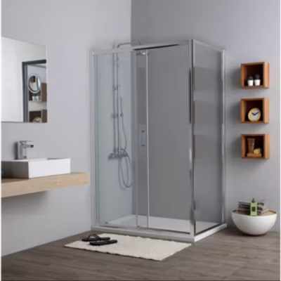 Porte De Douche D&rsquo;angle 80X110 Cm Avec Entrée Latérale Et Frontale Fixe – New Giada