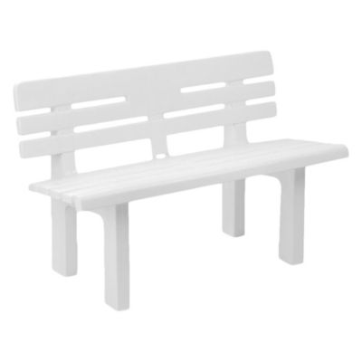 Banc d&rsquo;extérieur Alim, Banc de jardin Monobloc, Banc d&rsquo;extérieur, 100% Made in Italy, 110x52h71 cm, Blanc