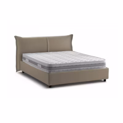 Lit double Dbiasc, Lit coffre avec revêtement en tissu, Ouverture frontale, avec matelas 160×200 cm inclus, Taupe