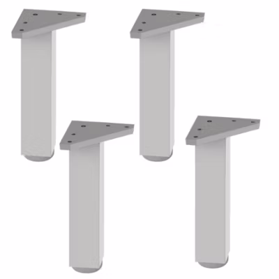4 un. Pied carré pour meuble en aluminium 40x40mm hauteur 200mm aluminium mat avec régulateur de nivellement