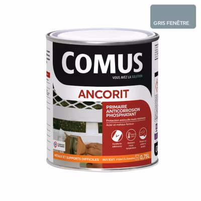 ANCORIT GRIS FENETRE 0.75L – Primaire antirouille phosphatant pour supports ferreux – COMUS