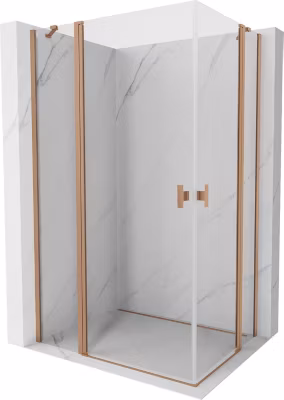 Mexen Mist Duo cabine de douche pivotante 80 x 70 cm, transparent, cuivre brossé – 8A4-080-070-65-00