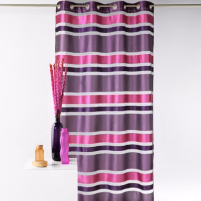 Voilage en Organza rayures horizontales (140×240 cm – Prune)