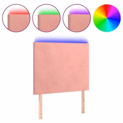 vidaXL Tête de Lit à LED Meuble de Chambre à Coucher Accessoire de Lit Simple Tête de Cadre de Lit Intérieur Rose 3122185