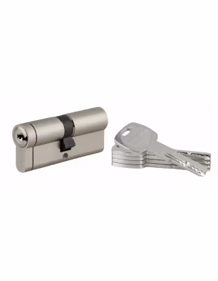Cylindre double entrée Transit 1 UNIKEY (achetez-en plusieurs, ouvrez avec la même clé), 40x40mm, 5 clés, nickelé – THIRARD