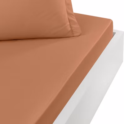 Drap housse en coton bonnet 30 cm Brique 80×200 cm STUDIO