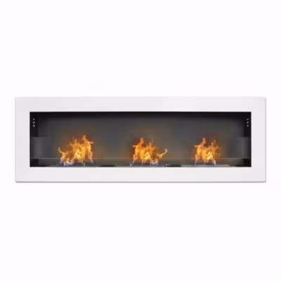 Traiano – Cheminée à bioéthanol encastrable 120xH40 cm, bio-cheminée blanche