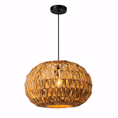 ALPINALUZ Suspension en rotin naturel 38cm  Style bohème/nordique, douille E27