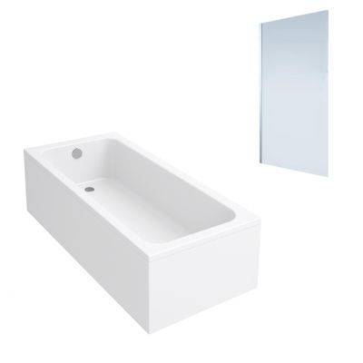 Baignoire droite VILLEROY & BOCH Architectura acrylique 140 x 70 cm  + Pare bain gauche AURYS Mist 1 chromé