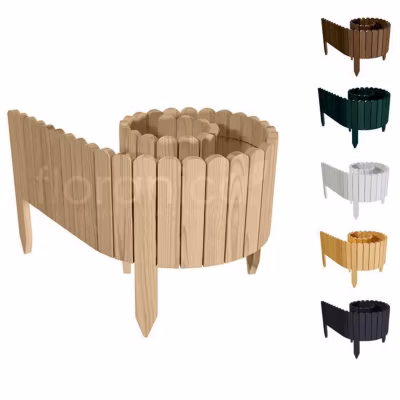 Floranica Bordure de Jardin Flexible 40 x 200 cm Non-traité Clôture de Pelouse en Bois, Palissade de Jardin Extérieur