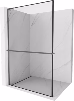 Mexen Kioto+ L paroi de douche avec étagère Walk-in 80 x 200 cm, cadre noir, métal gun – 800-080-123-95-70