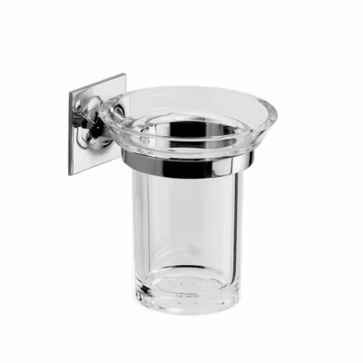 Porte-Brosse À Dents Verre/Acier Inoxydable Chrome Thymus Également Fixé Avec Un Ruban Adhésif Double Face Mimosa