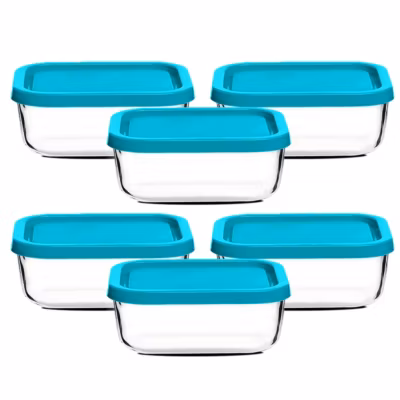 Lot de 12 boîte de conservation rectangulaire avec couvercle hermétique, frigoverre en verre – Longueur 10 x P 7 x Hauteur 5 cm