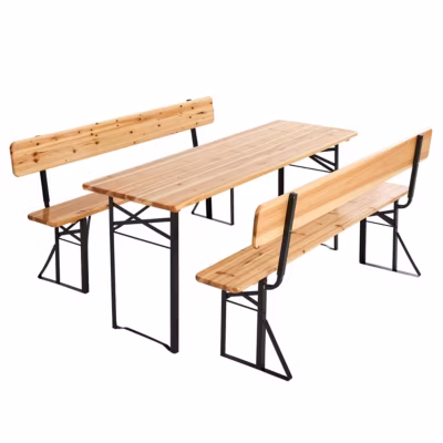 Salon de jardin oviala bois massif bois 3 pieces 8 personnes