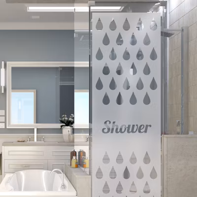 Film Fenêtre Anti Regard Occultant – SHOWER – Stickers Autocollant Brise-Vue pour Vitre & Porte de Douche – 185x55cm